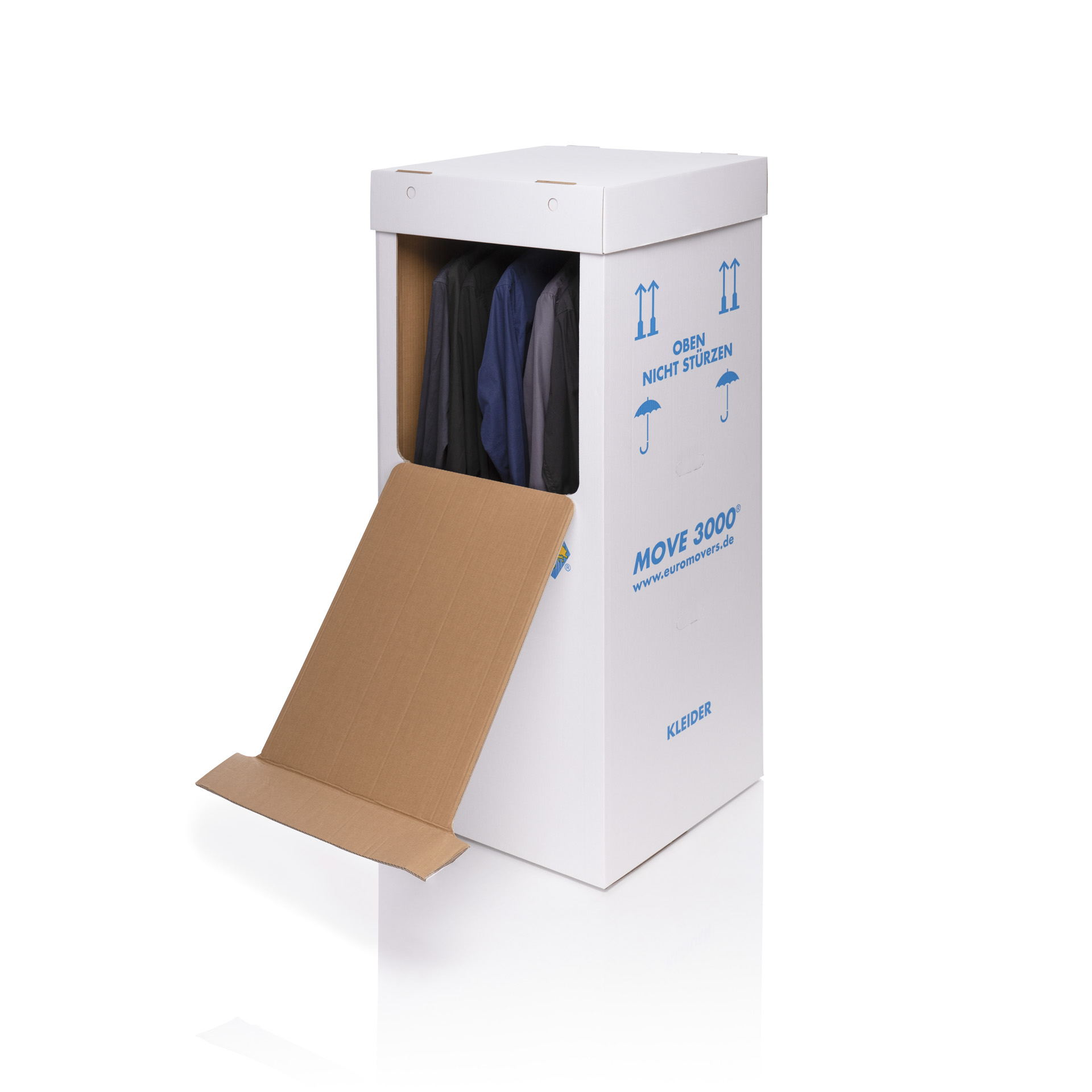 Kleiderkarton Spedition inkl. 60 cm Kleiderstange + Deckel, mit Platz für bis zu 20 Kleiderbügel